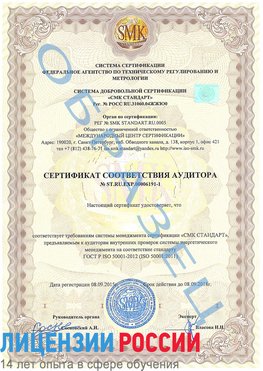 Образец сертификата соответствия аудитора №ST.RU.EXP.00006191-1 Вольск Сертификат ISO 50001